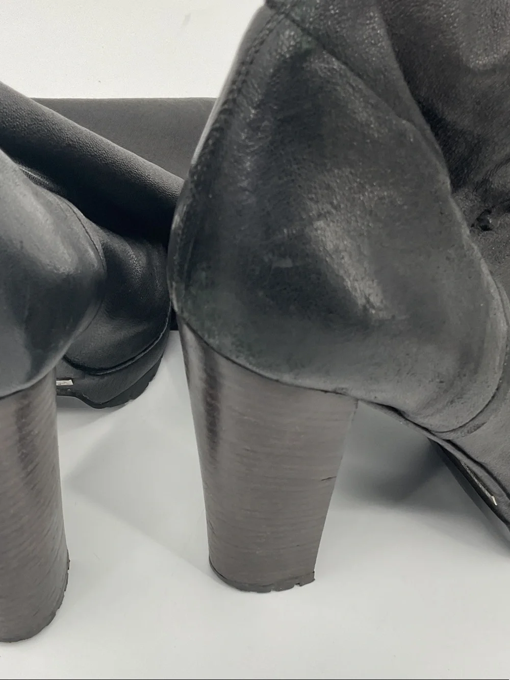 Over-the-Knee Black Leather High-Heel Boots